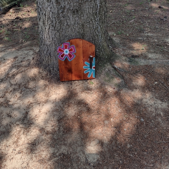 Handcrafted Wooden Gnome Door For Tree or Wall Decor, Indoor, or Outdoor - Picture 2 of 3